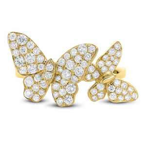 Lab Grown Diamond Statement Rings Pave Set Double Butterfly Animal Cluster Cocktail Bands Party Jewelry 10K 14K Gold Wholesale - Product Image 1