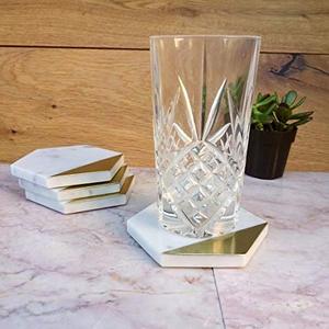 Posavasos de Mármol y Latón con Acabado Dorado para Oficina y Hogar - Product Image 1