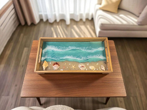 Christmas Multi Color Custom Wooden <b>Epoxy</b> Resin Serving Tray High-quality Wooden <b>Epoxy</b> Resin Tray Custom Logo Wooden - Product Image 6