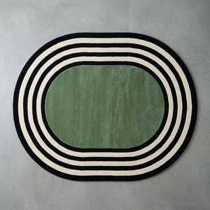 Modern Scandinavian Floral Pattern Wool Acrylic Medium Pile Thick Eco-Friendly Pet-Friendly Non-Slip Latex Backing <b>Oval</b> Area <b>Rug</b> - Product Image 1