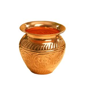Pot de Pooja en laiton de qualité supérieure, récipient rituel hindou traditionnel, décoration de temple et de maison, cérémonies spirituelles, finition polie durable, art - Product Image 1