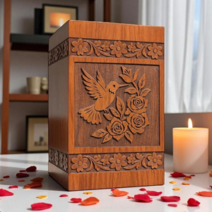 Urna de Madera con Colibrí y Mariposa: Recuerdo Conmemorativo Personalizado, Recuerdo Funerario de AYAANS - Product Image 2