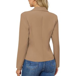 Blazer de Lana de Camello Personalizado para Mujer, Corte Entallado con un Solo Botón, Solapa con Muescas, Chaqueta de Traje para Oficina, Ropa de Trabajo Clásica - Product Image 2