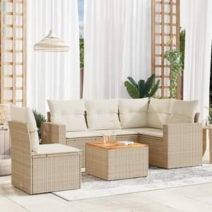 Conjunto de Sofás de Jardín de Ratán Beige para 6 Personas, Muebles de Exterior Resistentes a la Intemperie, Diseño Contemporáneo - Product Image 3