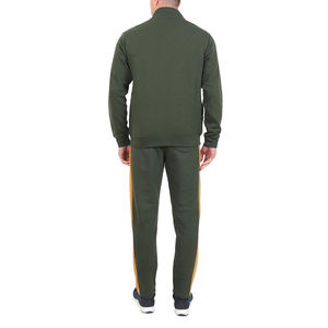 Men's Olive COlor Blocking Track Suit Full Sleeve Zipper Closure Striped Design Side Pockets Regular Fit Autumn Wear Sporty - Product Image 2
