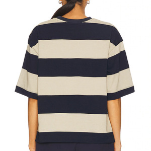 Oversized <b>Striped</b> Crop <b>T</b>-<b>Shirt</b> With Logo Front Short Sleeve Casual Jersey <b>Men's</b> Top - Product Image 4
