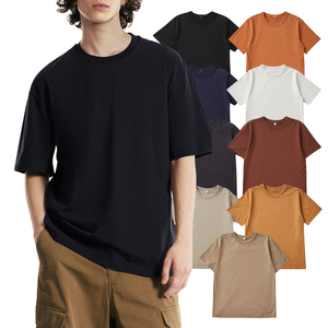 T-shirt en coton uni surdimensionné pour homme, manches courtes, col rond, coupe décontractée, jersey uni teint, longueur normale - Product Image 1