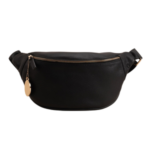 Sac banane unisexe en cuir véritable souple avec ceinture réglable, pochette multi-compartiments pour voyage et activités de plein air - Product Image 1