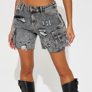 Shorts de Mezclilla para Mujer, Transpirables, de Secado Rápido, 100% Algodón, Cintura Elástica, Estampado Personalizado, 180g, Personalizables, Alta Calidad, Tallas Personalizadas - Product Image 1