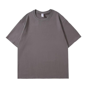 เสื้อยืดคอกลมแขนสั้นทรงโอเวอร์ไซส์สำหรับผู้ชาย ผ้าคอตตอนเจอร์ซีย์สีพื้นเรียบ สวมใส่สบาย ทรงปกติ - Product Image 2