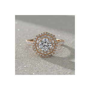 Anillo de compromiso de diamante cultivado en laboratorio Stonewels con diamante central tallado, piedras laterales en forma de hoja marquesa, engaste de púas de oro de 14K para anillo certificado - Product Image 1