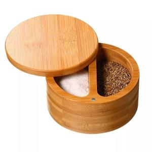 Tarro Redondo de Madera Moderno Hecho a Mano para Especias y Sal con Tapa de Madera y Cuchara, Apto para Lavavajillas, Almacenamiento de Cocina - Product Image 5