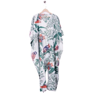 ชุดเดรสคาฟตันแขนยาวทำด้วยมือสำหรับผู้หญิงชุดเดรสแขนยาวมินิพิมพ์ลายนก - Product Image 1