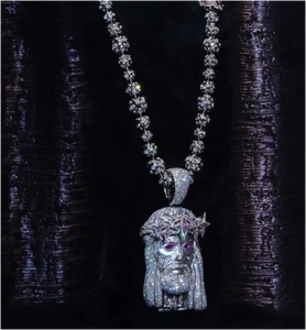 Joyería Fina Personalizada, Pasa el Test de Diamantes, Joyería de Lujo 3D Personalizada, Plata 925, Oro Blanco, Incrustaciones de Moissanita VVS, Colgante de Jesús - Product Image 1