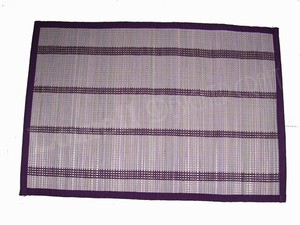 Natural Bamboo kora DYED Dining Table <b>Placemats</b> Dark Brown and Natural Wood Striped Design Heat-Resistant Table Mats with Fabric - Product Image 2