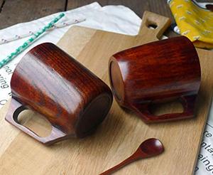 Tasse à café et à thé en bois de style nordique faite à la main avec poignée - Cadeau écologique pour mariage, anniversaire ou autres occasions - Product Image 4