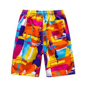 Men Abstract Colorful <b>Print</b> Swim Shorts Quick Dry Beach Shorts Elastic Waist Drawstring Summer Board Shorts OEM - Product Image 2