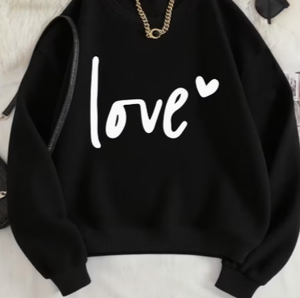 เสื้อสเวตเชิ้ตคอกลมผู้หญิงสีแดง Hardihood International ลายพิมพ์ Love แขนยาว ผ้าถัก สวมใส่สบายๆ สำหรับฤดูใบไม้ผลิ ผลิตจากผ้าฝ้ายผสม - Product Image 4