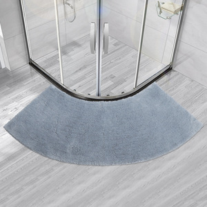 Alfombra de Baño en Forma de U de Algodón con Base de Goma, Color Sólido, Diseño Moderno y Minimalista para Área de Ducha - Product Image 1
