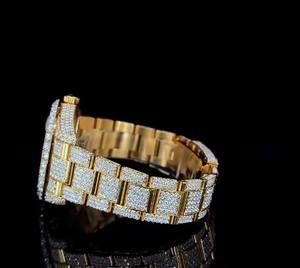 Reloj Deportivo de Acero Inoxidable con Cristal de 41 mm para Hombre, Calidad VVS, Chapado en Oro Amarillo, Movimiento de Cuarzo ETA, Analógico, Estilo Ejecutivo - Product Image 6