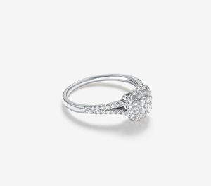 Anillo de Compromiso Roy Diamond de Oro Blanco de 18K con Doble Halo de Diamantes Redondos, Banda Pavé de Tallo Dividido, Certificado IGI, Joyería Nupcial de Lujo - Product Image 2
