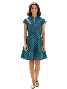 Vestidos Casuales Personalizados para Mujer, Tejidos, 100% Algodón Ecológico, Cuello en V, Manga Corta, Estampados, Corte en A, Ajuste Entallado, Botones Naturales - Product Image 4