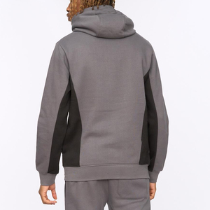 Men's Gray Hooded Fleece Sweatshirt Regular Fit Solid Color Casual Autumn Wear - Product Image 2