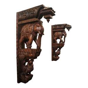 Wooden Art Deco Scenic Wall Bracket Big <b>Elephant</b> Statue Corbel for Birthday and Anniversary Home <b>Decor</b> - Product Image 3