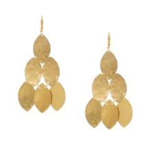Gold Plated Brass Drop Earrings Women's Vintage Plant Shape Fashion Dangle Earrings - Product Image 2