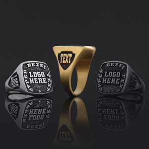 แหวนสั่งทำ BOJ รุ่น 020 สลักชื่อและโลโก้ตามต้องการ แหวนเงินแท้ 925 ชุบทอง ดีไซน์ทำมือ ราคาพิเศษ - Product Image 1