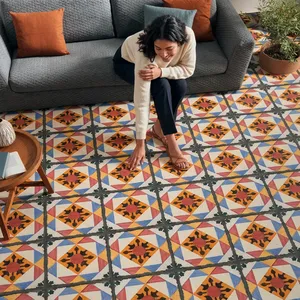 Carreaux muraux en céramique traditionnels 300x300mm avec texture florale pour murs intérieurs, salles de bain et salles à manger - Résistants à l'usure et aux acides - Product Image 5
