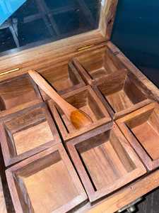 Wooden <b>Spice</b> <b>Box</b> Organizer, Masala <b>Box</b> 9 Compartment, Handmade Sheesham Wood <b>Spice</b> Storage, Indian Kitchen Organizer - Product Image 3