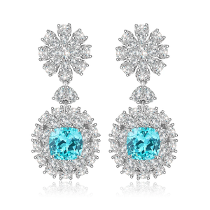 Women's White Gold Round Cut Fancy <b>Blue</b> Diamond <b>Earrings</b> IGI Certified Luxury <b>Studs</b> - Product Image 1