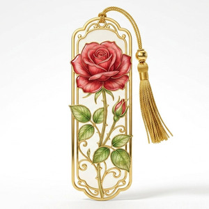 Flower Book Store Giveaway Souvenir Transparent Enamel UV Printing Custom Metal <b>Bookmark</b> Bookish Gifts - Product Image 1