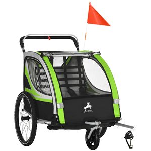 Passeggino 3-in-1 Emerald per Bambini: Bici, Rimorchio e Jogger con Imbracature di Sicurezza e Vano Portaoggetti - Product Image 1