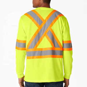 เสื้อยืดนิรภัยแขนยาวแบบสะท้อนแสงสำหรับผู้ชาย HSI ระดับ CLASS 2 เสื้อทำงานสะท้อนแสง รับสกรีนโลโก้ ชุดทำงานก่อสร้างบนถนน - Product Image 6