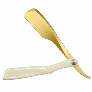 White & Gold Electroplating Single Blade <b>Razor</b> Manual Barber Straight <b>Razor</b> Shaving Knife Shave Beard <b>Razor</b> for <b>Men</b> - Product Image 1