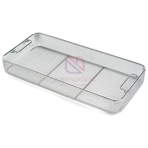 Reusable Stainless Steel Sterilization Mesh Tray 10x9.5x4 | OEM Custom Wire Mesh <b>Box</b> <b>Drop</b> Handle Manual Medical Surgical Use - Product Image 5