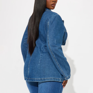 Women's <b>Denim</b> Jacket Button Closure Stonewashed Cotton Casual Winter/Autumn Style Vintage Elegant Regular Fit Solid Color <b>Coat</b> - Product Image 3