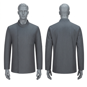 Uniforme de chef pour homme, mélange coton et polyester, blanche, veste de cuisine, broderie personnalisée, logo, uniformes de restaurant - Product Image 2