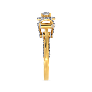 Anillo de Compromiso Time to Shine Solitaire de Lujo en Oro Amarillo de 18K con Doble Halo de Diamantes de Corte Brillante Redondo para Mujer - Product Image 4