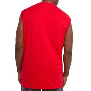 เสื้อกล้ามคอกลมแขนกุดสีแดงสำหรับผู้ชายแบบลำลองถักนิตติ้งสีทึบพอดีตัว - Product Image 5