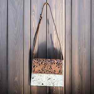 Bolso Bandolera de Cuero Genuino 100% con Diseño Floral Tallado a Mano, Estilo Vintage, Ligero, para Mujer, Novedad 2026 - Product Image 1