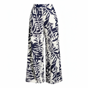 Pantalons palazzo pour femmes, taille haute, à fleurs, avec cordon de serrage, fabrication sur mesure, vente en gros - Product Image 1