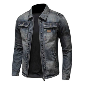 Plus Size Breathable <b>Top</b> Class Fashionable Denim Jacket Turn-down Collar Style Slim Fit Autumn Style Regular Sleeve Men's Jacket - Product Image 4