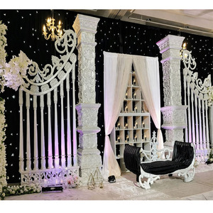 Décoration de scène de mariage de style romain moderne, décor de scène de mariage occidental chic blanc, aménagement de scène de mariage majestueux blanc, New York, États-Unis - Product Image 1