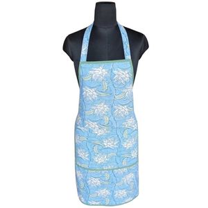 Delantal de Cocina de Algodón 100% con Estampado Hindú, Color Azul Loto, Hecho a Mano, Venta al por Mayor - Product Image 5