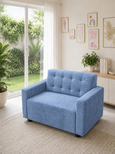 Emerald Modern Two-Seater Blue Light <b>Sofa</b> Padded Backrest Eco-Friendly Custom Fabric Apartment Hotel Use Warehouse Hospital - Product Image 5