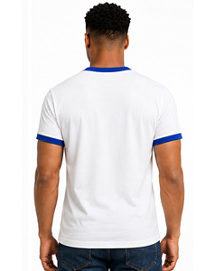 Camiseta de Algodón Blanca para Hombre Phi Beta Sigma con Letras Griegas Azules, Ribete en Contraste, Corte Regular, Estilo Casual, Cuello Redondo, Manga Corta - Product Image 3