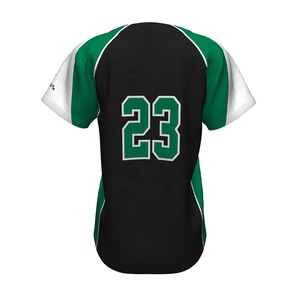 Maillot de baseball pour hommes, noir, vert, blanc, manches courtes, en polyester anti-humidité, vêtements d'équipe, impression sur le devant 23 - Product Image 3